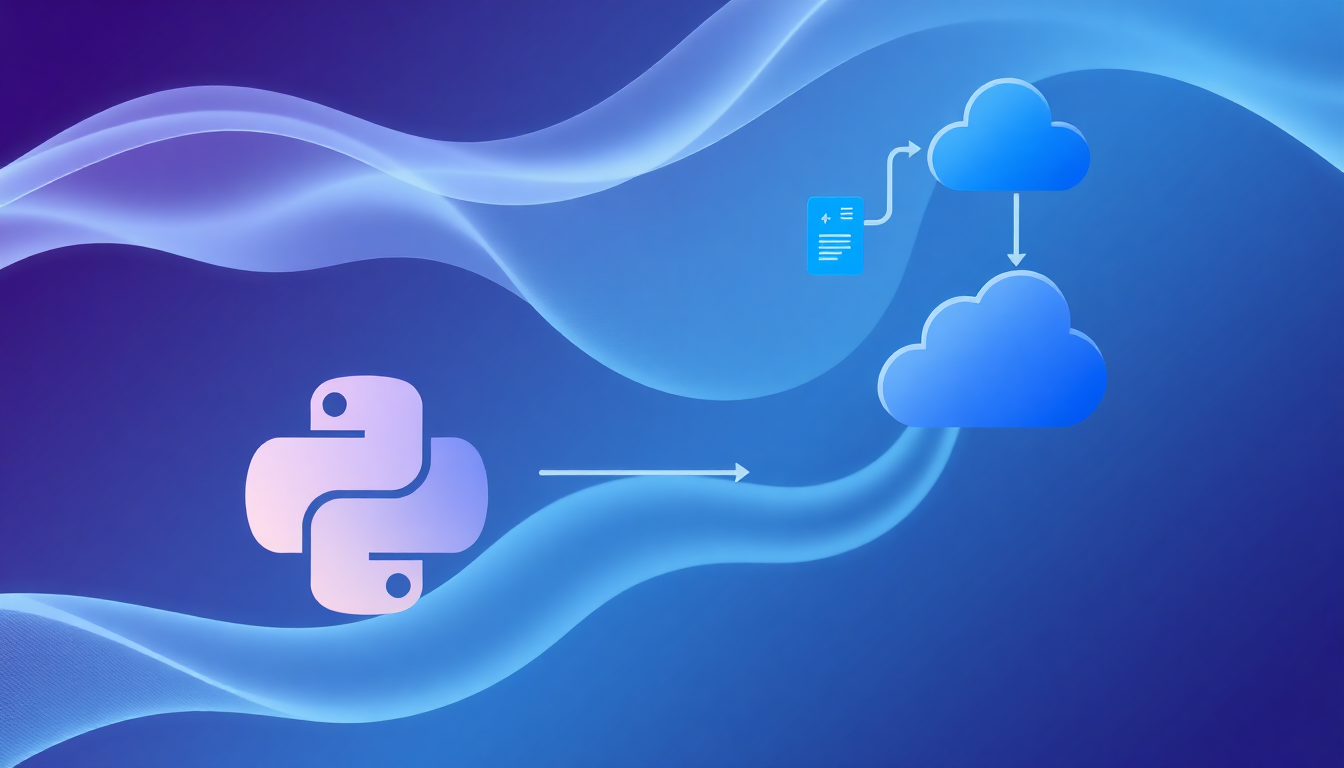 Abstract visualization of Python programming and file transfer